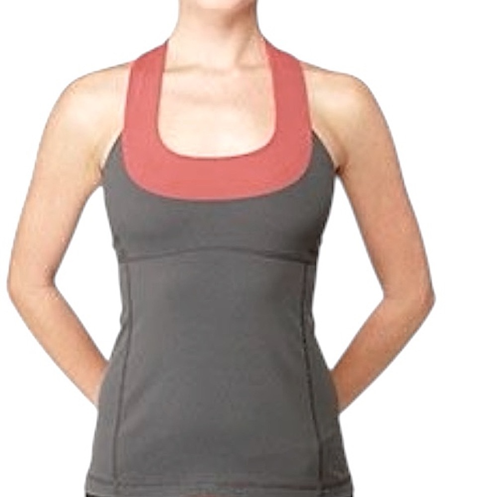 lululemon athletica Gray Tank Top with Coral Trim